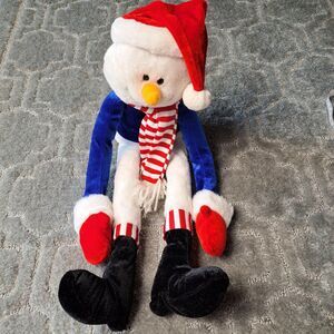 Christmas Snowman Plush 2008 STUFFED ANIMAL hanging sitting Kids of America Corp